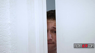 Busty stepmom get cumshot in her hairy pussy