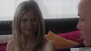 Stepdad makes teen stepdaughter wear chastity belt and the petite blonde asks him to take it off.He licks her cunt and the girl gives bj and is fucked