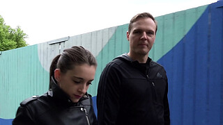 GERMAN SCOUT - SKINNY TEEN CHEAT BOYFRIEND FOR CASH IN REAL PUBLIC CASTING WITH BUTT FUCK