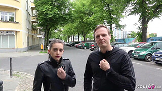 GERMAN SCOUT - SKINNY TEEN CHEAT BOYFRIEND FOR CASH IN REAL PUBLIC CASTING WITH BUTT FUCK