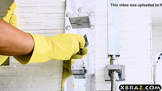 Hubby keeps banging the sexy blonde maid but wifey does not mind