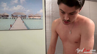 AGEDLOVE Horny mature lady got a chance to fuck handy guy