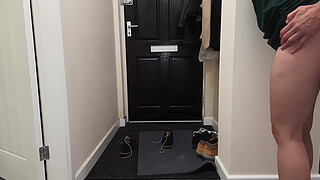 Cuckold husband shares his horny wife with delivery guy.