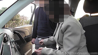 Dogging my bitch wife in public car parking and masturbation and sucking a stranger after work She risks getting caught by near people