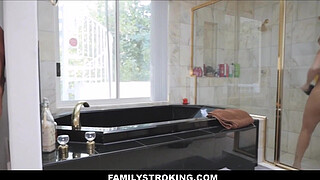 Cute Young Blonde Blair Williams Sex With Stepdad Next To Showering StepMom