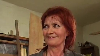 Redhead granny loves anal