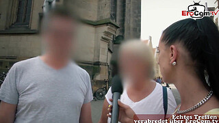 3way casting in germany with german blonde petite teen pickup