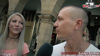 3way casting in germany with german blonde petite teen pickup