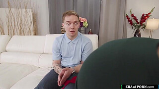 EraOfPorn.com - Ebony caretaker catches granny sucking a dick and joins in threeway.The tattooed brunette licks her pussy and facesits him as he fucks the mature woman