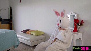 Lily's step brother and her teen friend Alex ends in a hot theeway fuck and creampie from the Easter Bunny himself!