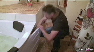 Two German MILFs Seduce Young Neigbour to Threeway Sex