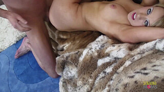 Two guys get to bang a blonde beauty at the same time