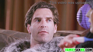 Sneaky stepdad fucking stepdaughter when wife is in another room