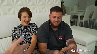 Black dude pierces a big titted chick while husband can only watch