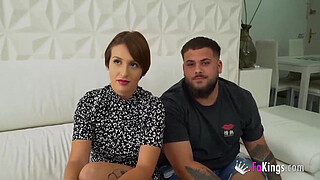 Black dude pierces a big titted chick while husband can only watch