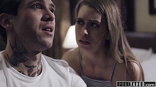 Fucking Both Her Step-Dad and Step Bro Hot and Hard