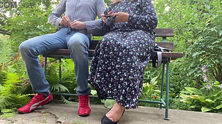 Gorgeous MILF jerks my penis outdoors and blows cum for her cuckold husband