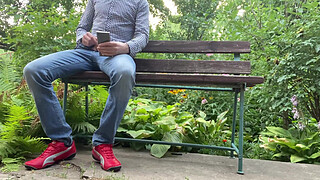 Gorgeous MILF jerks my penis outdoors and blows cum for her cuckold husband