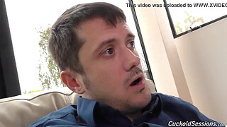 Cuckold loser cleans up BBC jizz