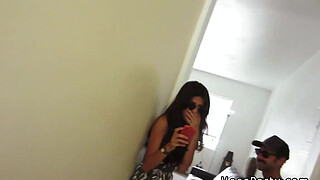 Fresh shaved cunt fucking at party