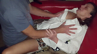 Cuckold masturbates watching Sexy Wife get Fucked