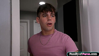 Busty stepmom Sienna Rae awaits her stepson in sexy lingerie.The big tits milf gets her shaved pussy licked and squirts.The brunette is anal reamed