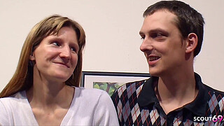 Stupid German Cuckold let his Anorexic slim wife Fuck old Stranger in 3way