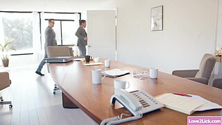 Two horny lesbian milfs licking cunts after business meeting