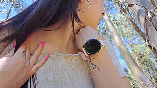 Fucking my friend's mom in a forest outdoors