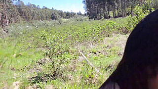 Fucking my friend's mom in a forest outdoors