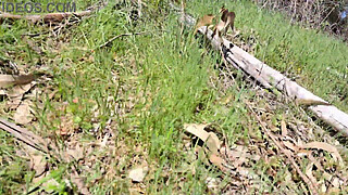 Fucking my friend's mom in a forest outdoors