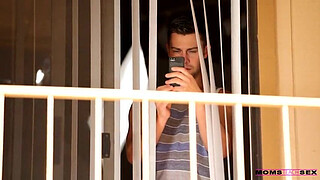 Ava is surprised when she walks in on her boyfriend getting a spanking from his stepmom.