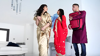 Indian step moms swap step sons for 4some sex