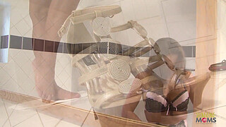 Sucking his balls and penis after seducing him in sexy lingerie