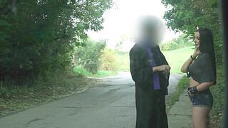 Forgive Me Father - busty groupie takes on three big dicks in basement in hardcore rough fantasy scene