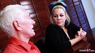 Old Ugly Mature woman have Sex with Boy and her Men is watching