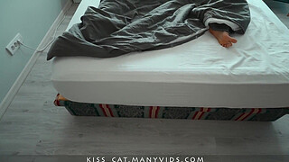 Busty step mom masturbate under blanket in step son's room