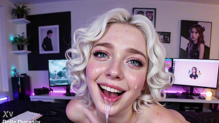 Hot Blonde Streamer Chick With Big Tits Seduces Fan [AI Generated]