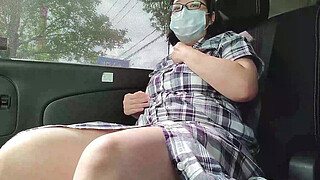A married woman masturbating frantically in her car