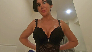 Do you think I have fake boobs?! I easily persuade a naive stepmom to creampie