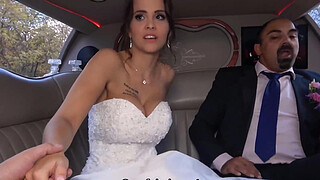 VIP4K. Bride permits husband to watch her having ass scored in limo