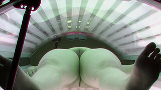 Busty Chubby Girl Relaxing in Solarium Tanning Bed
