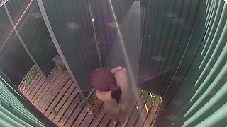 BUSTY GIRL Wearing Swimsuit in Pool Cabin