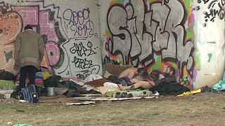 Pure Street Life Homeless Threesome Having Sex on Public