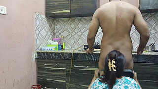 Beautiful Indian Step Mom Pussy and Butt Fucked Hard by Step Son while he is in kitchen