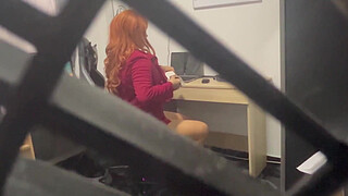 BIG BUTT MILF CAUGHT MASTURBATING IN THE OFFICE AT LUNCH TIME