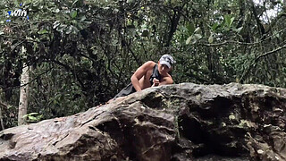 Fucked outdoors in the Rio Pance in Cali Colombia with a stranger who masturbates watching me - Celeste Alba & Angel Cruz