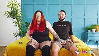 Couples today! Hot BBW redhead Leia introduces us to her boyfriend before banging him