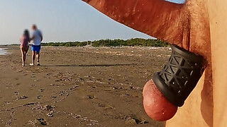 ANAL FINGERING FOR A WHORE: public beach whore analized and handjob