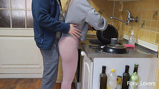 I Fuck her by Surprise while she Washes the Dishes - Quickie in the Kitchen